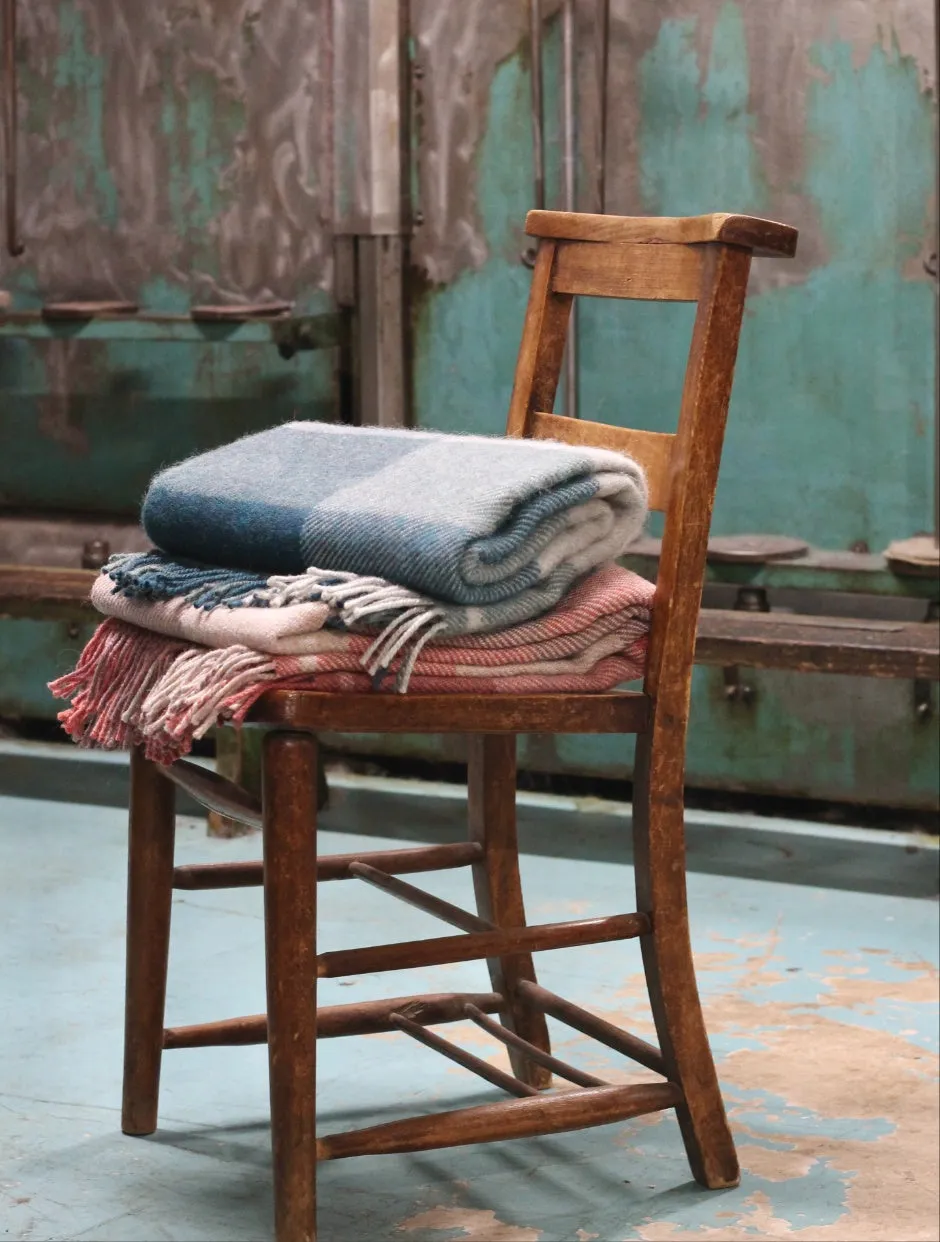 John Arbon Appledore Heirloom Decke Wolle Blau 100% Devon