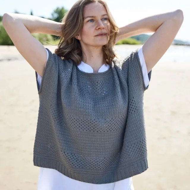 Rosy Green Wool Malie Top Knitting Pattern Cheeky Merino Taupe