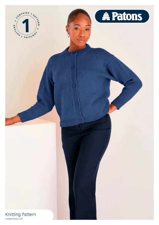 Patons Fab DK Classic Round Neck Cardigan Strickanleitung