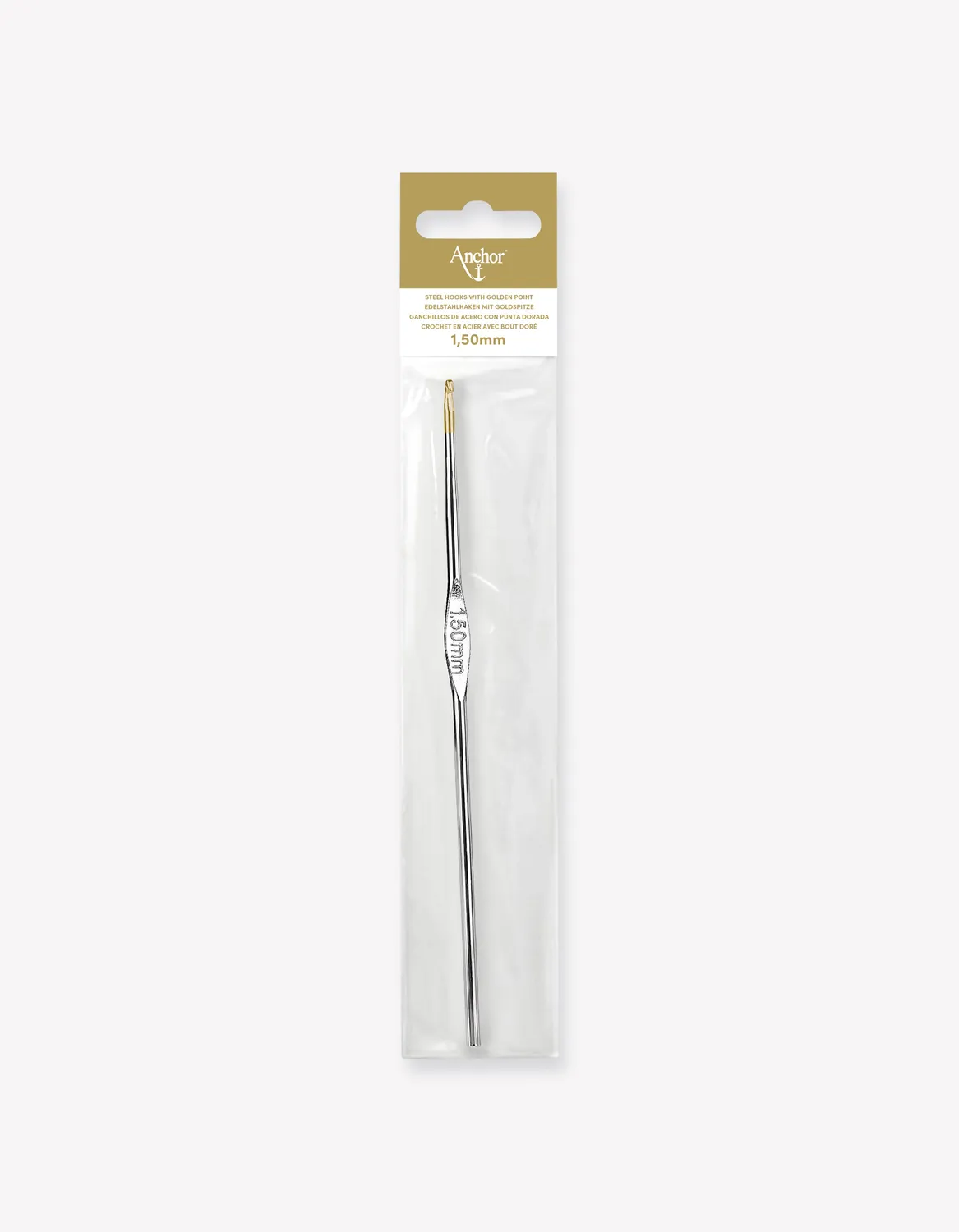 Anchor Steel Häkelnadel Stahl fein mit Goldspitze