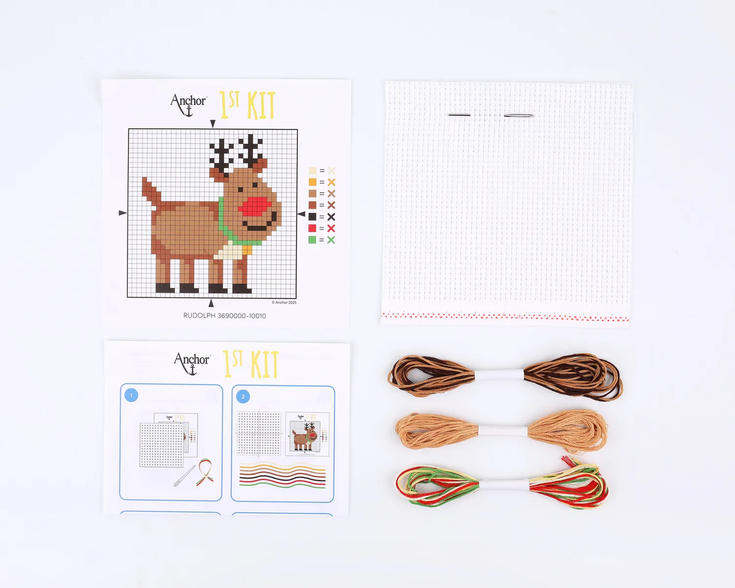 Anchor 1st Kit Rudolf Kreuzstich Set 10x10 cm
