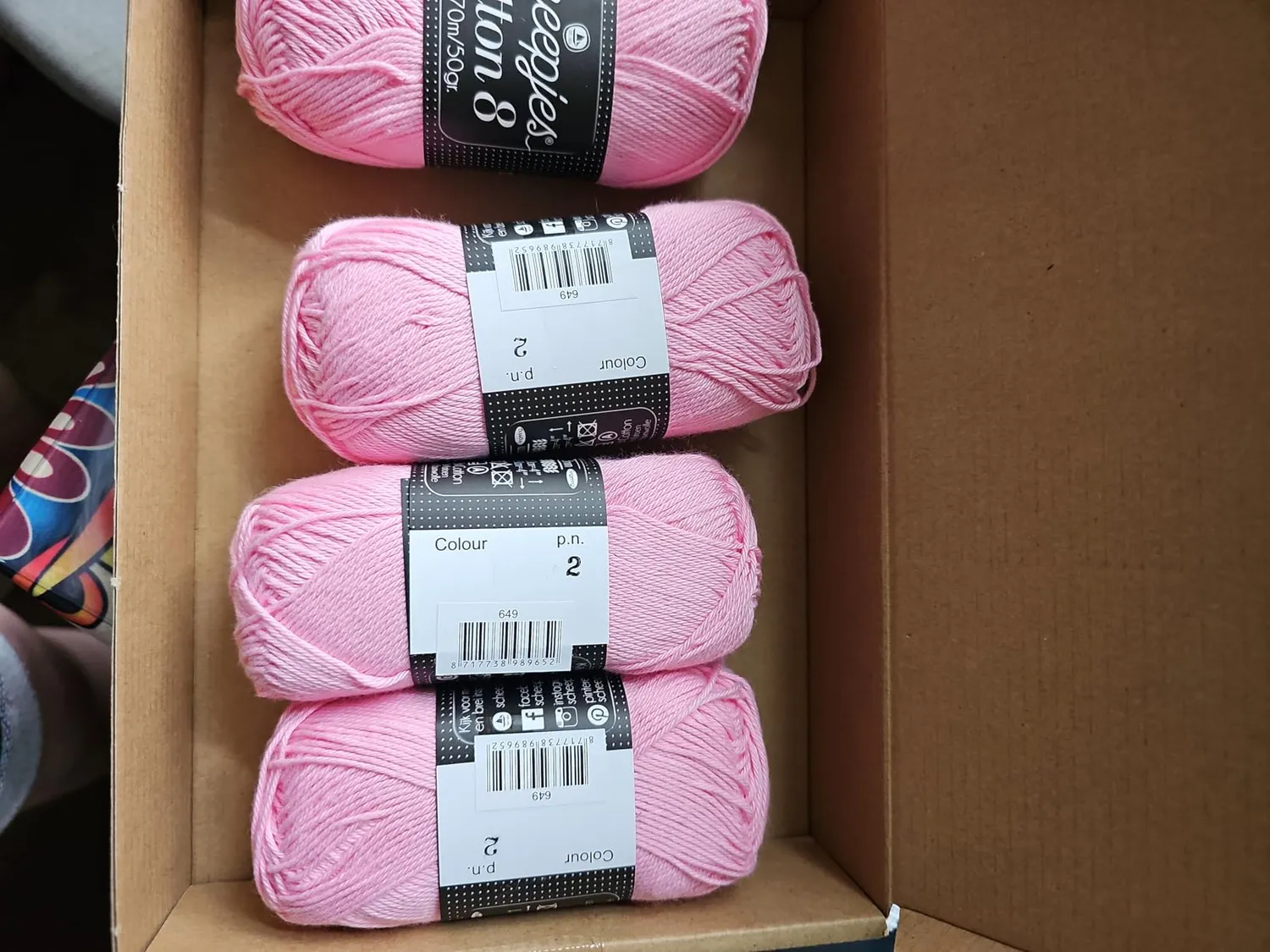 Scheepjes Cotton 8 Garn 649 Rosa 50g 170m Baumwolle
