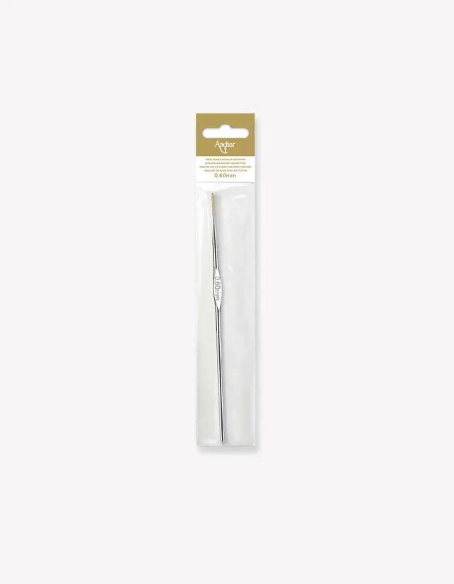 Anchor Steel Häkelnadel Stahl fein mit Goldspitze