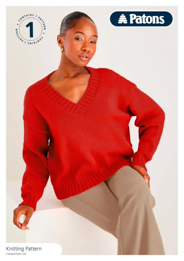Anchor Fab DK Classic V-Neck Pullover Strickanleitung Englisch