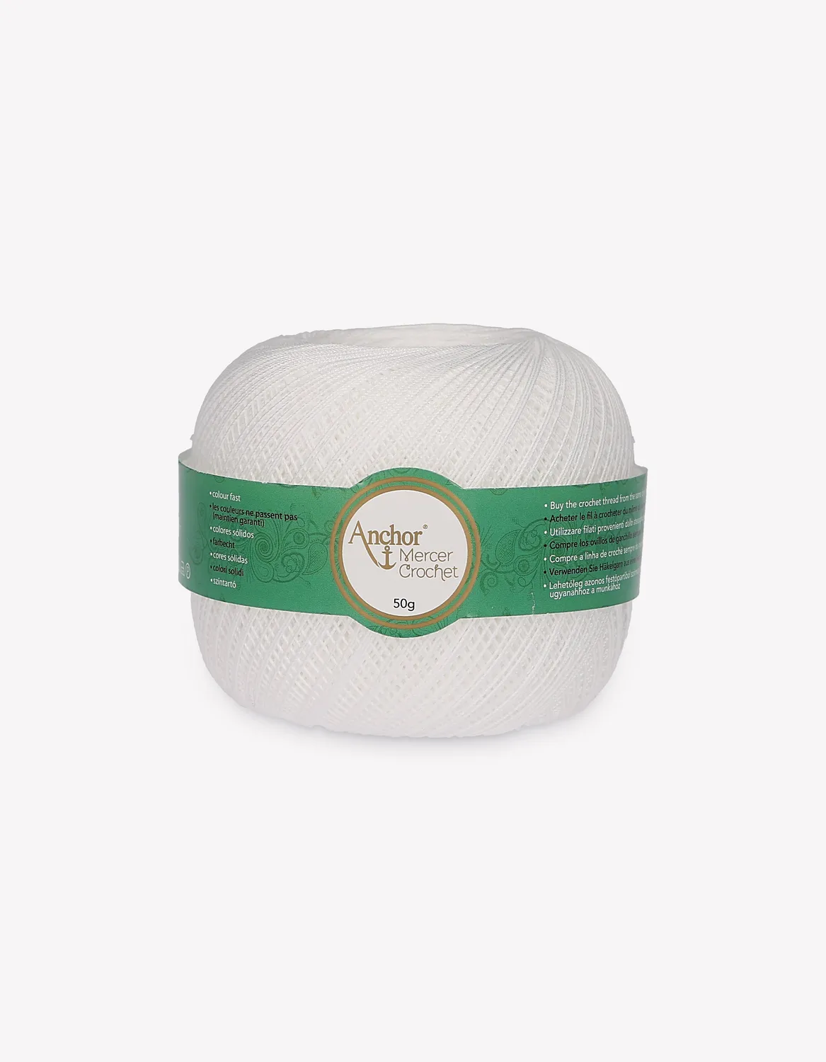 Anchor Mercer Crochet Häkelgarn Stärke 80 20g weiß