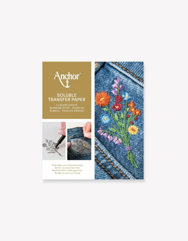 Anchor Soluble Transferpapier Stickerei A5 2er Pack wasserlöslich