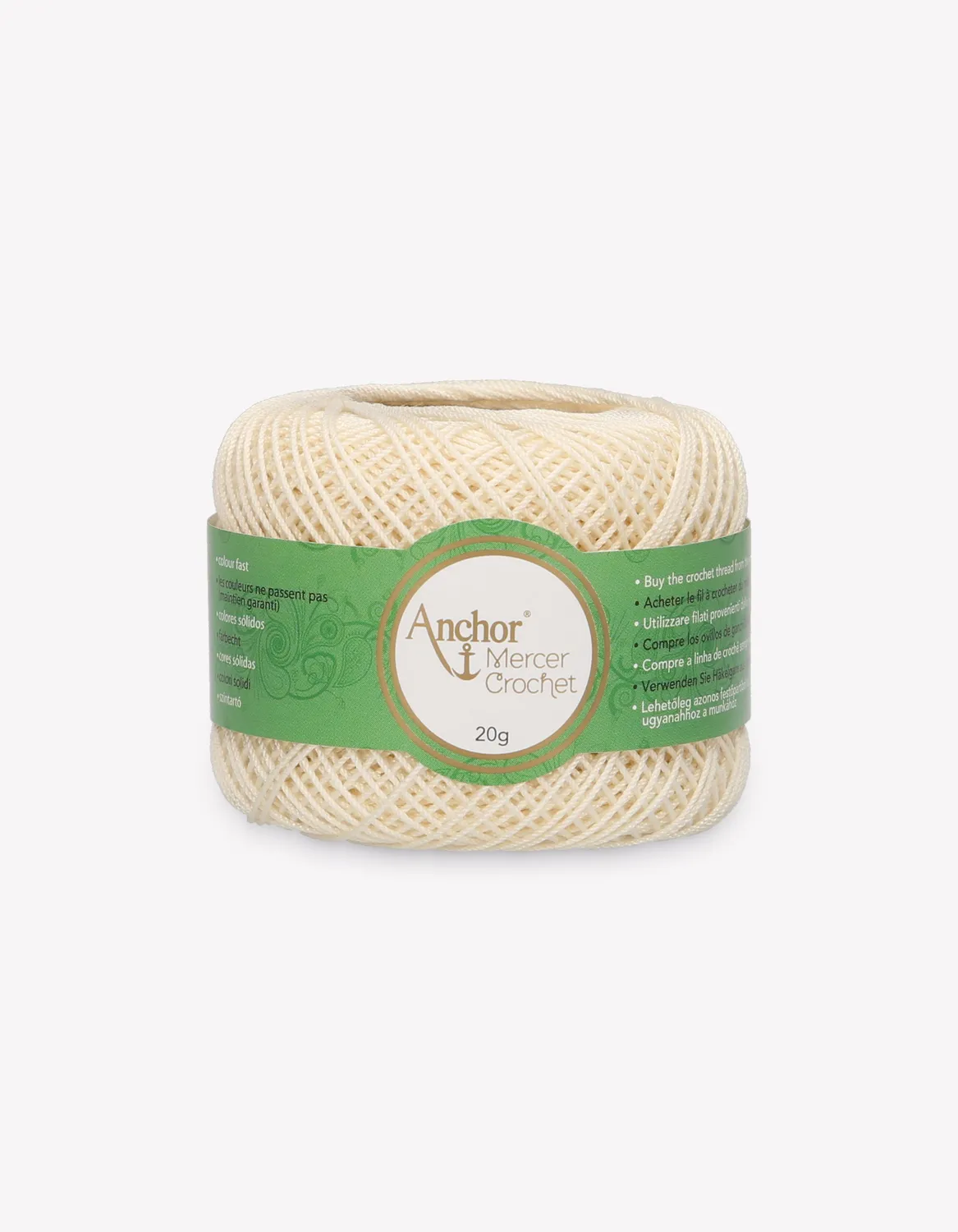 Anchor Mercer Crochet Häkelgarn Stärke 80 20g weiß