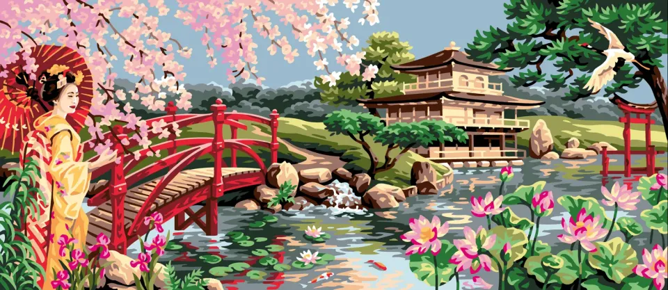 Anchor Royal Paris Asian Splendour Stickcanvas 50x115 cm Halbkreuz
