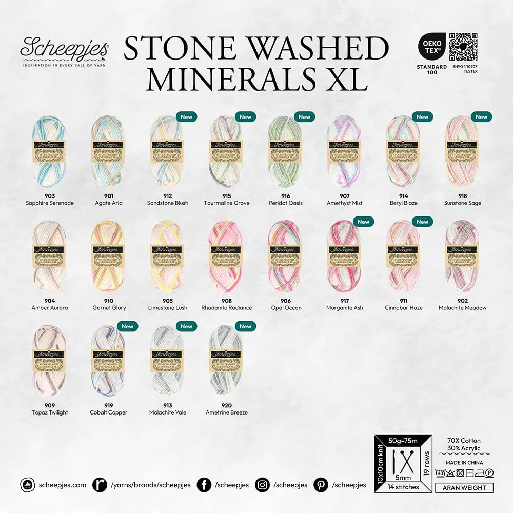 Scheepjes Stone Washed XL Minerals 916 Peridot 50g meliert