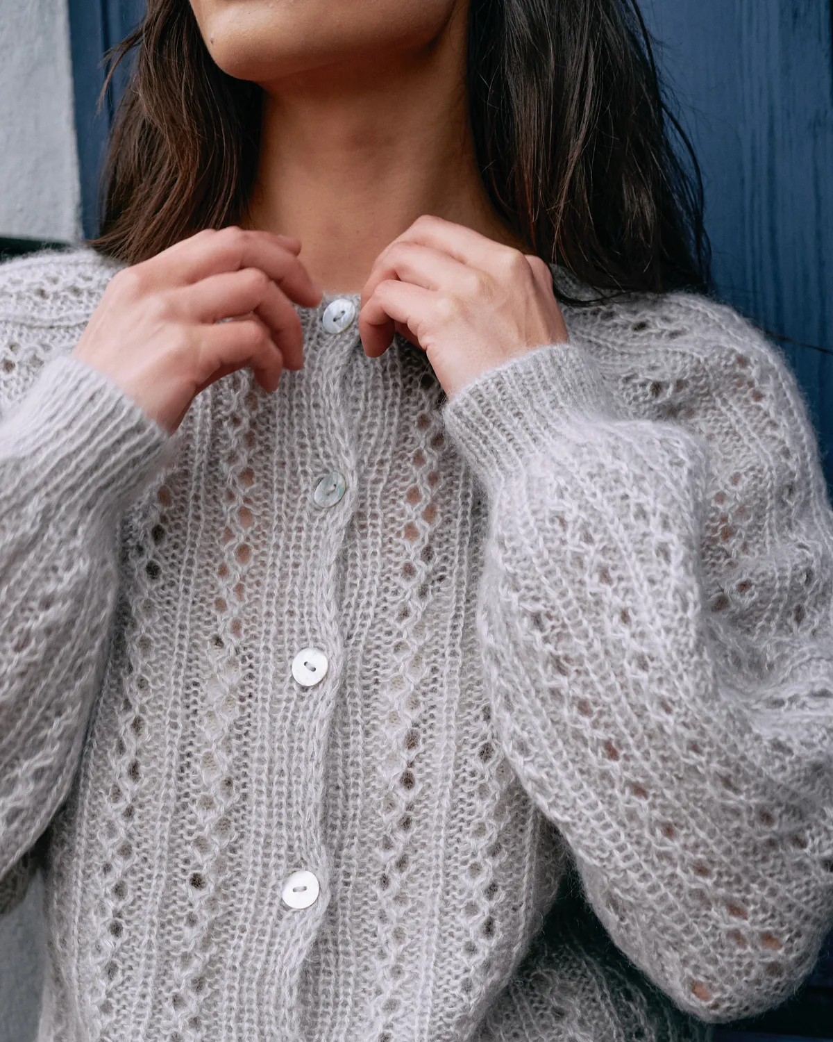 Knitting for Olive Waffle Cardigan Strickanleitung Deutsch Lochmuster
