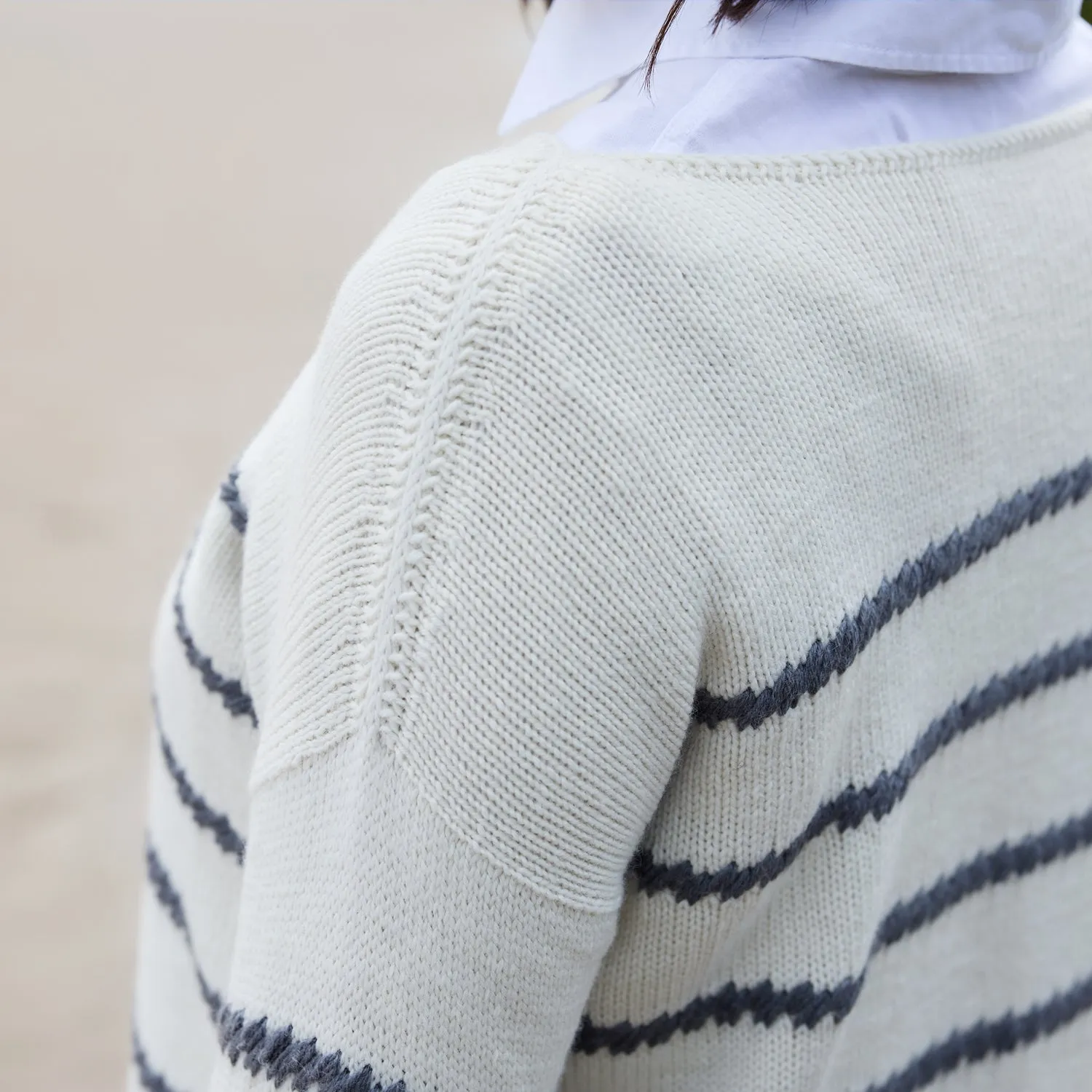 Rosy Green Wool Whispering Breeze Strickanleitung Pullover PDF Streifen