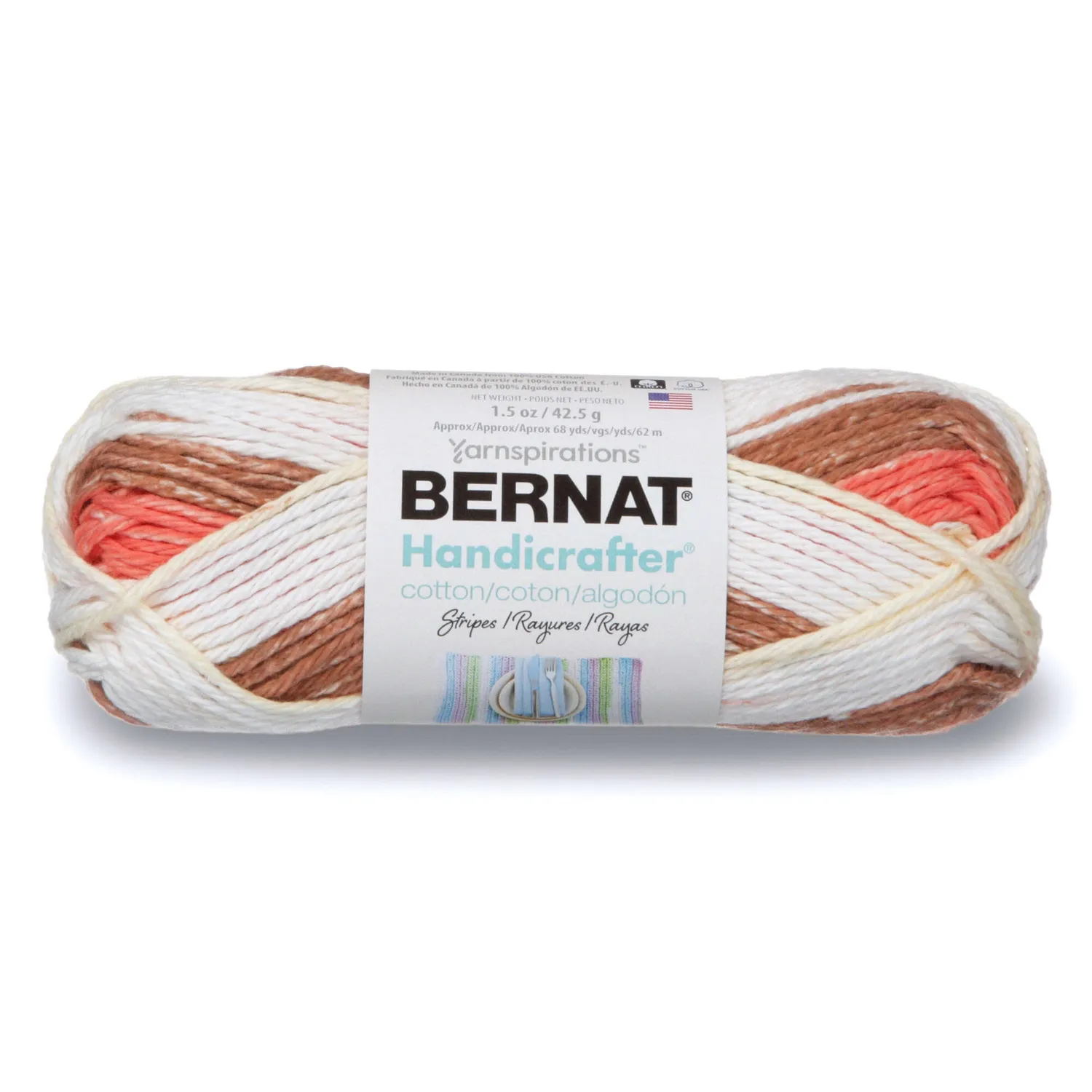 Bernat Handicrafter Cotton Stripes Baumwollgarn Pinky Stripes Spültuch