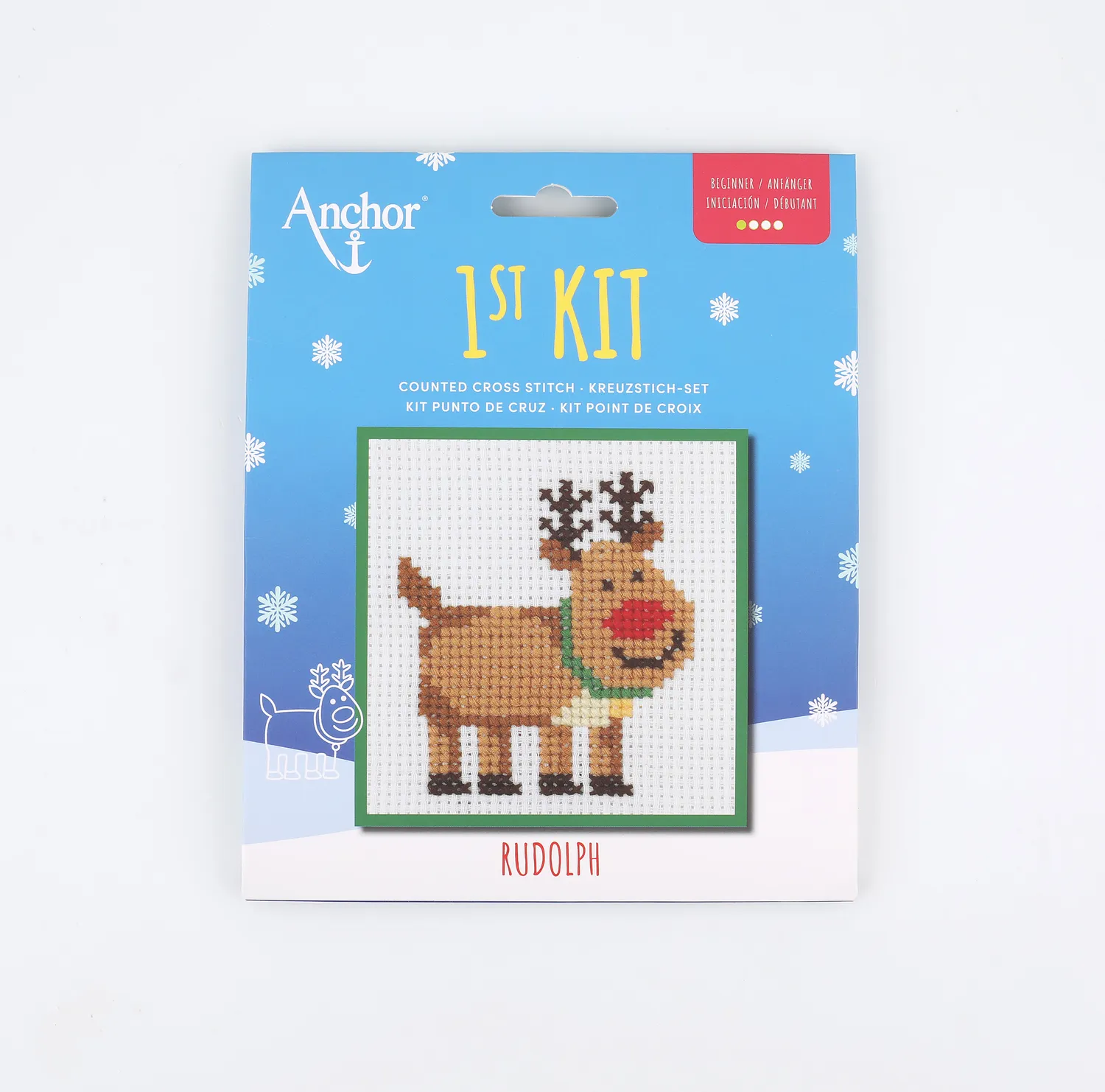 Anchor 1st Kit Rudolf Kreuzstich Set 10x10 cm
