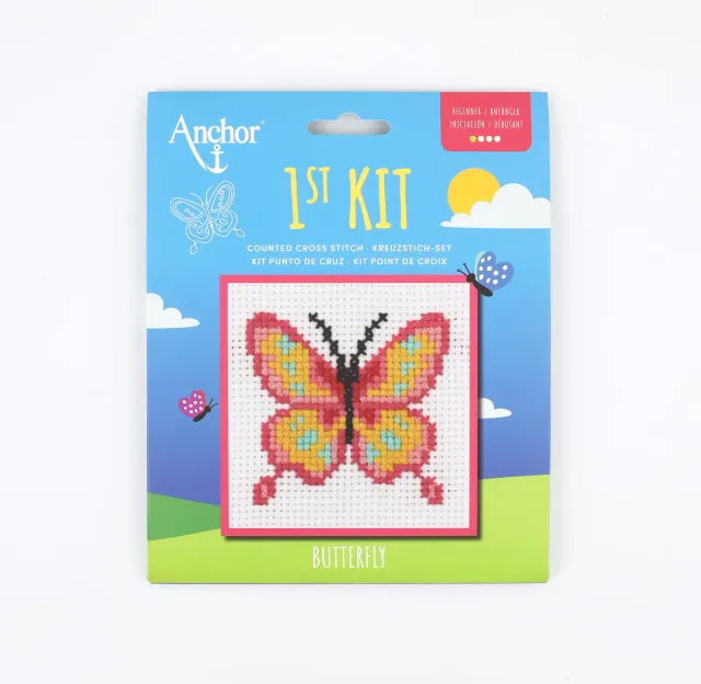 Anchor 1st Kit Butterfly Kreuzstich Set 10x10cm Anfänger