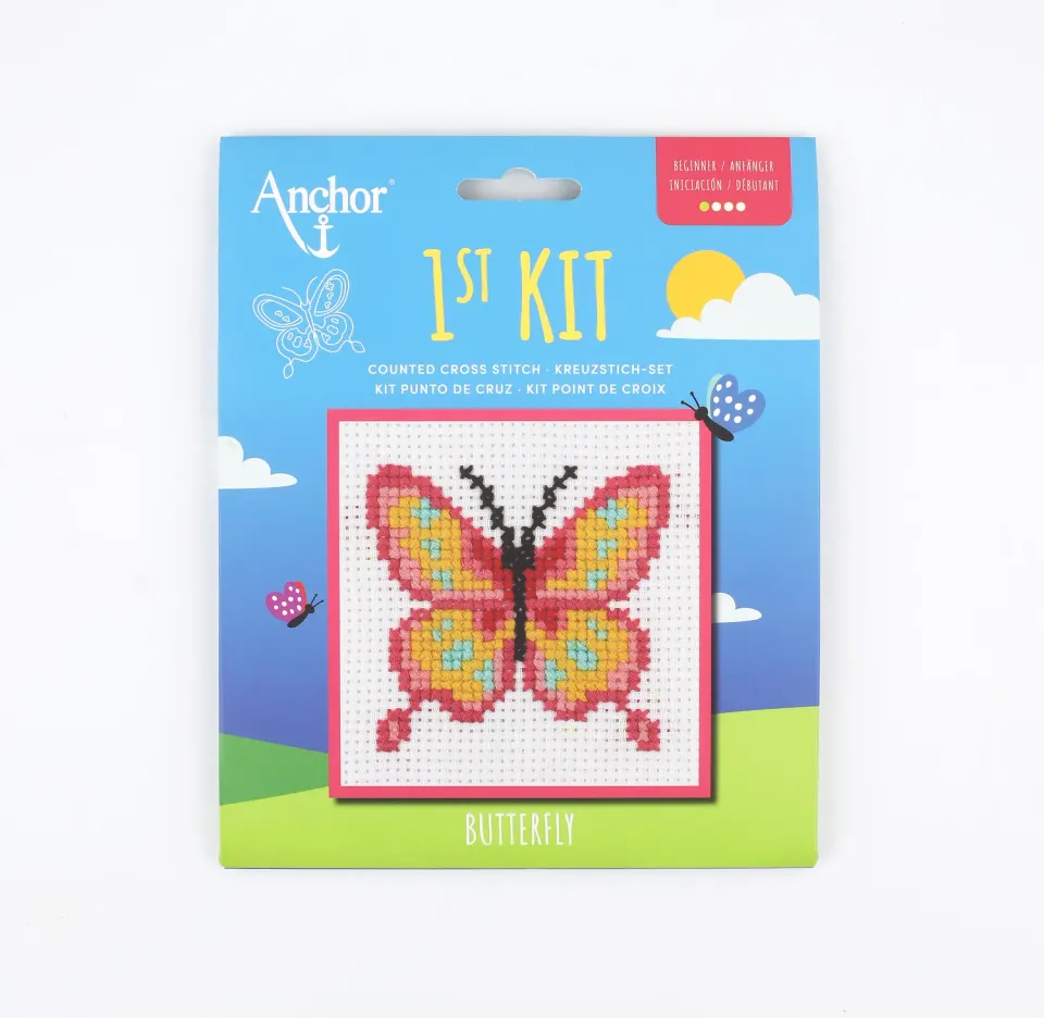 Anchor 1st Kit Butterfly Kreuzstich Set 10x10cm Anfänger