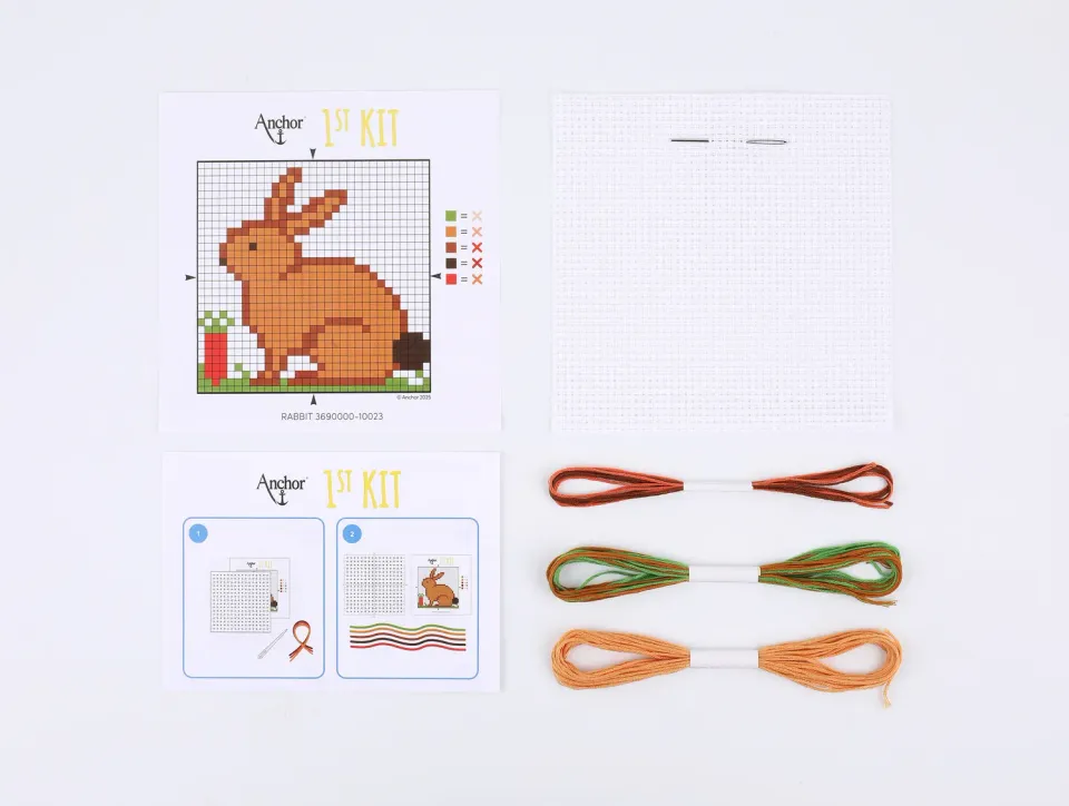 Anchor 1st Kit Kreuzstich-Set Hase 10x10 cm Anfänger