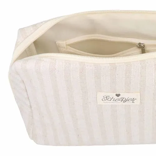 Scheepjes Projekttasche Weiß-Beige gestreift 24x16x8cm Reissverschluss