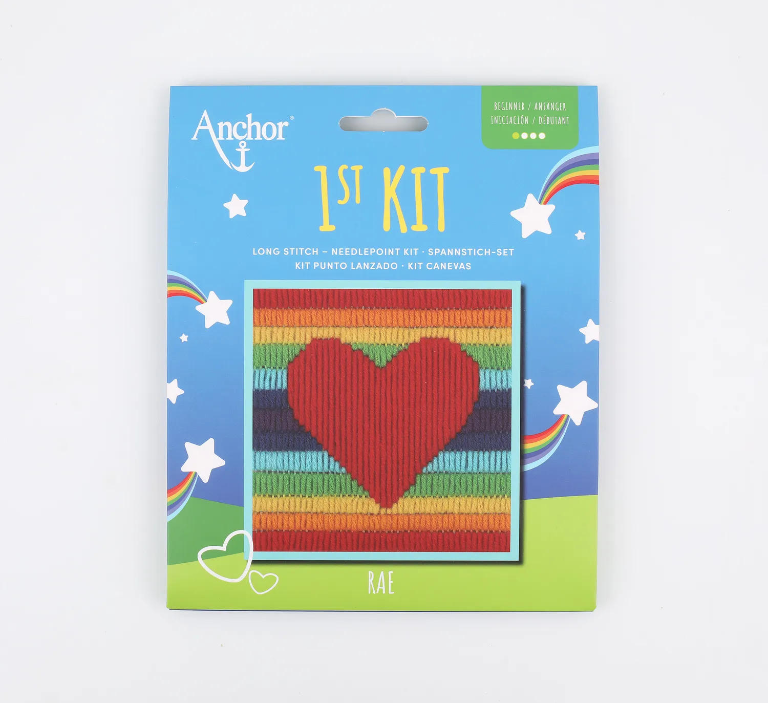 Anchor 1st Kit Rae Long-Stitch Stickset Herz 10x10cm Wolle