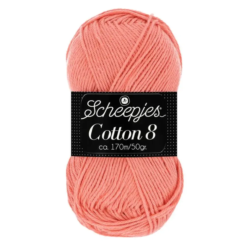 Scheepjes Cotton 8 Baumwollgarn 50g 170m lachs Nadel 3mm