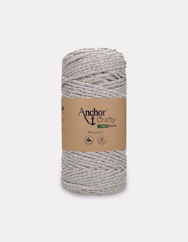 Anchor Crafty Fine Metallic Makrameegarn 250g Glitzer