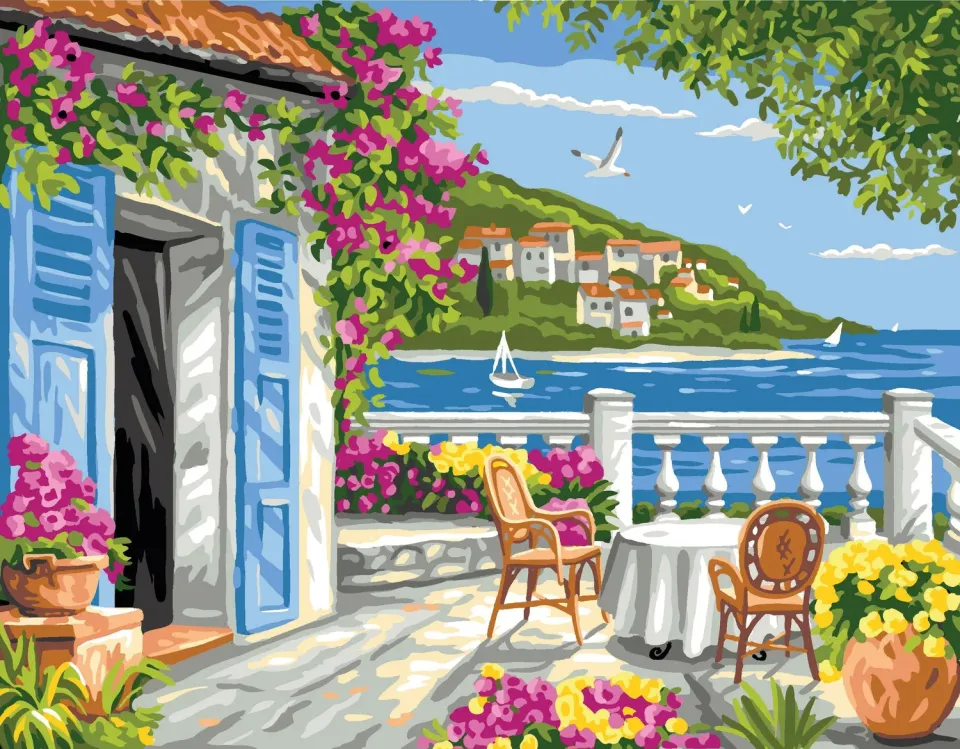 Anchor Royal Paris Garden Coast Gobelin Stickbild 37x47,5cm förtgeschritten
