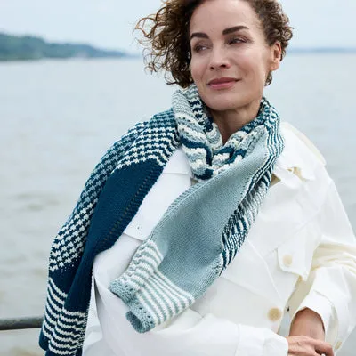 Rosy Green Wool Riverlines Strickanleitung Schal 3-farbig