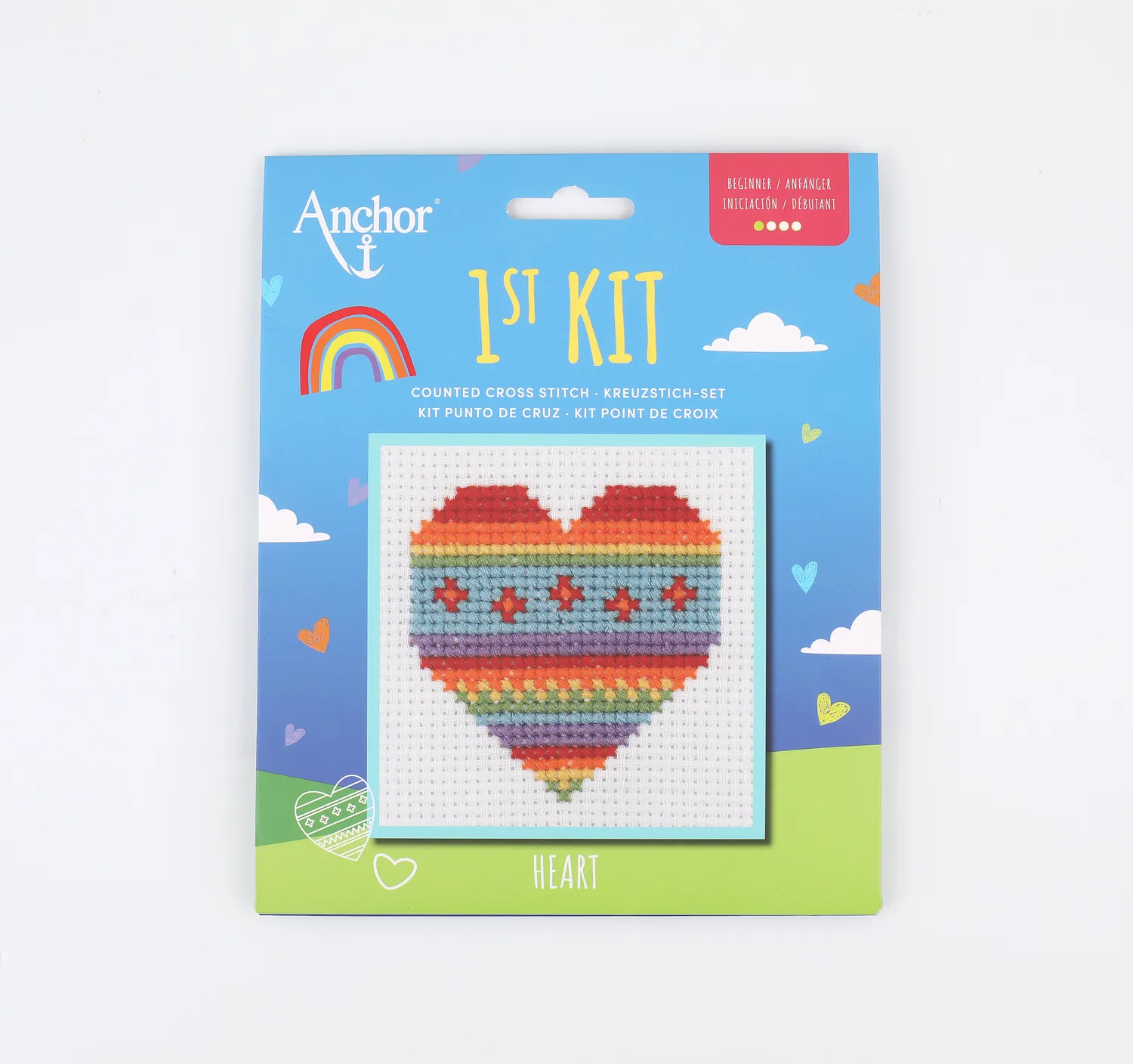 Anchor 1st Kit Heart Kreuzstichset 10x10cm Anfänger