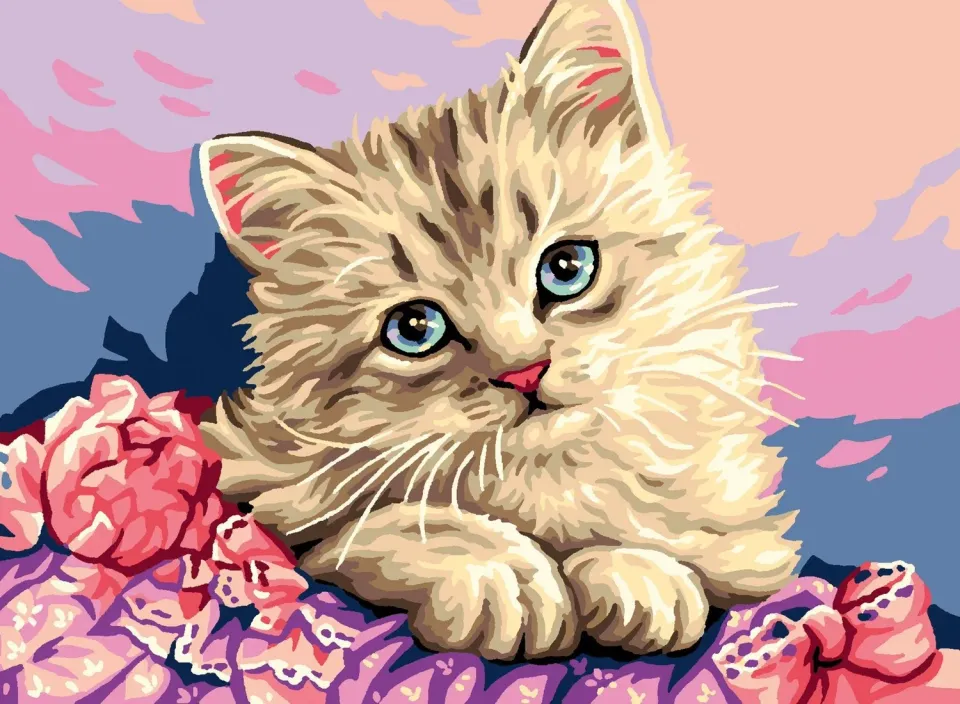Anchor Royal Paris Kitten with Flowers Gobelin 22x30