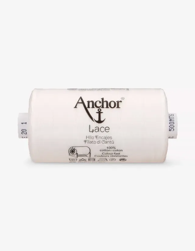 Anchor Lace Klöppelgarn Stärke 20 weiß 500m Baumwolle
