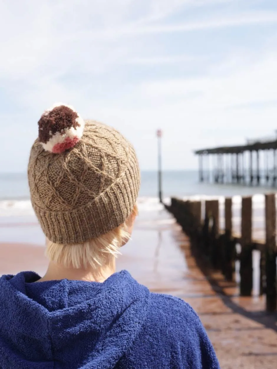 John Arbon Woolacombe Waffle Hat Strickset Multi Pompom Gr 1-3