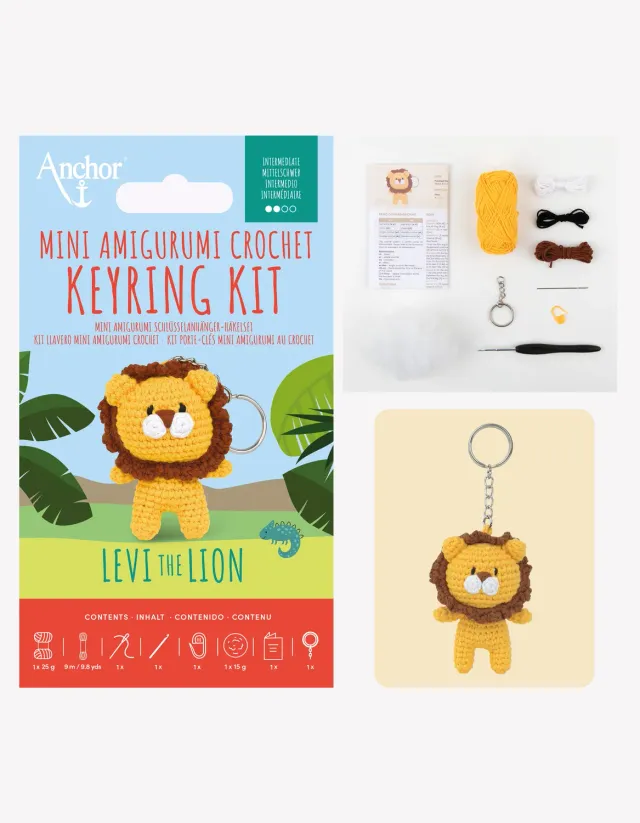 Anchor Levi Lion Mini Amigurumi Schlüsselanhänger Häkelset